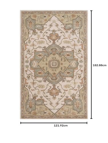 Image of 4x6 Ft Wool Tufted Rug - Compact Handcrafted Carpet for Small Living Rooms, Bedrooms & Study Areas