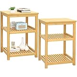 Homykic Bedside Tables Set of 2, Bamboo End Tables Nightstand Night Stand Small Coffee Side Table...