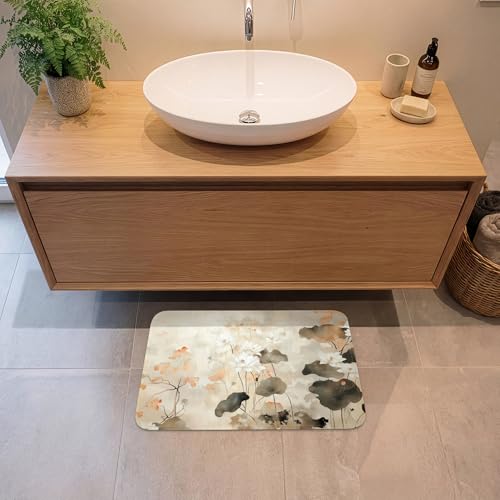 Tapis de bain rectangulaire fleurs Japandi 60x40 cm - 3
