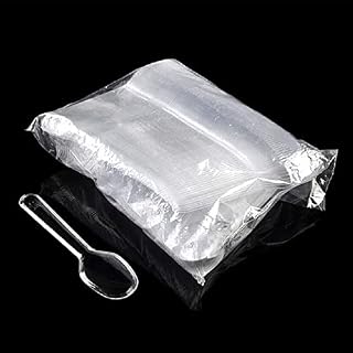 Holder Pack of 200 Mini Dessert Spoon Clear Plastic Spoons Reusable Heavy Duty Small Plastic Dessert Ice Cream Spoons Perfect for for Birthday Parties Buffets Picnics BBQ's Weddings Camping (GTVHV)