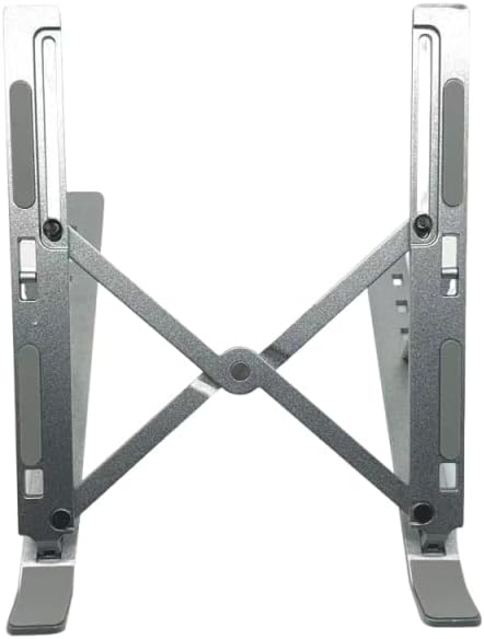 18-Inch Silver Color Aluminum Laptop Stand, N3 Large-Size Foldable Holder with Multi-Angle Adjustment & Anti-Slip Silicone
