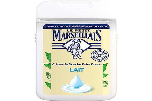 Le Petit Marseillais - Crema de ducha extra suave leche (botella de 250 ml) - Gel de ducha con 92% de ingredientes de origen natural - pH neutro para la piel y sin colorantes