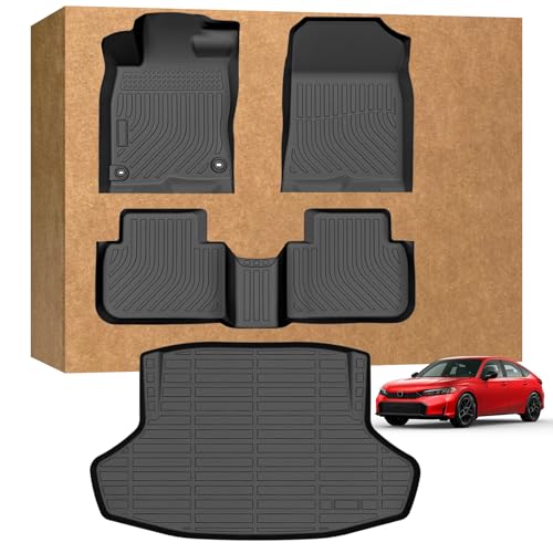 Floor Mats for Honda Civic Sedan 2022-2026 (Not for Hatchback or Hybrid) Heavy Duty TPE Waterproof Non-Slip All Weather Protection Custom Floor Mats & Cargo Liner
