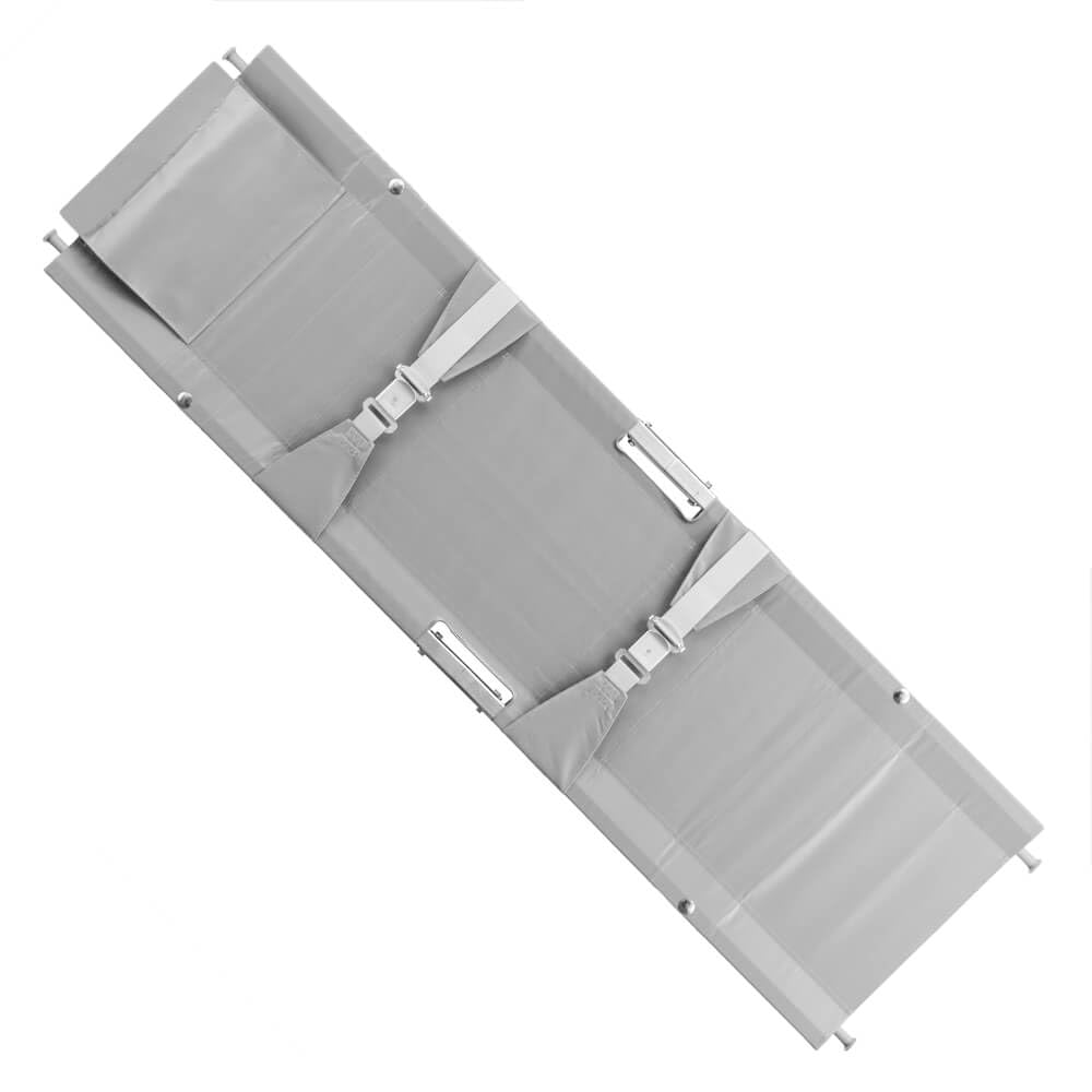 Krankentrage Modell B, DIN 13024, 2 x klappbar, Aluminium, 230 x 56 x 14 cm aus Kunststoff, Aluminium, Stahl, Art.-Nr. 50662 | Rettungstrage | Krankenliege | Transportliege