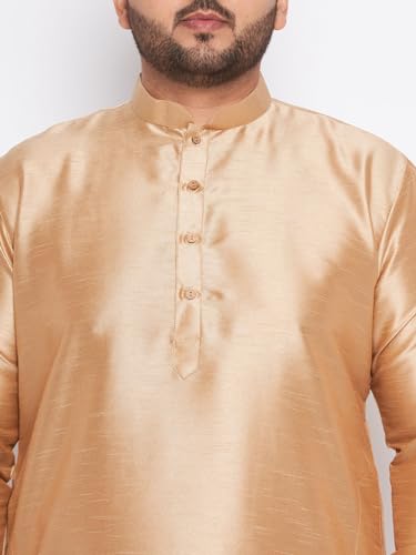 Image of Vastramay Plus Men's White Silk Blend Kurta Pyjama Set VPLUSMKWH001nPBL 44 | Independence Day