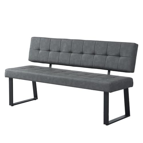 B&D home Sitzbank Sigfrid - Eckbank Esszimmer Mit Lehne, Sitzbank Flur, Pflegeleichter Bezug aus Kunstleder in Dunkel Grau, Kaltschaum-Polsterung, Für Esszimmer, Küche & Flur, 160 cm