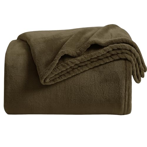 Image of KMUSET Fleece Blanket Twin Size Dark Brown Lightweight Super Soft Cozy Fuzzy Bed Blankets Microfiber Factory Shop