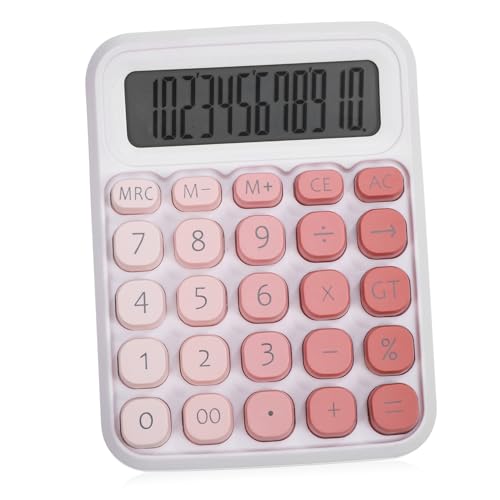 Calculadora rosa para estudiantes y finanzas del hogar en el escritorio