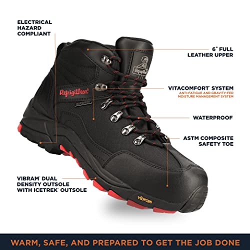 RefrigiWear Men’s Black Widow Lightweight Waterproof Leather Work Boot3