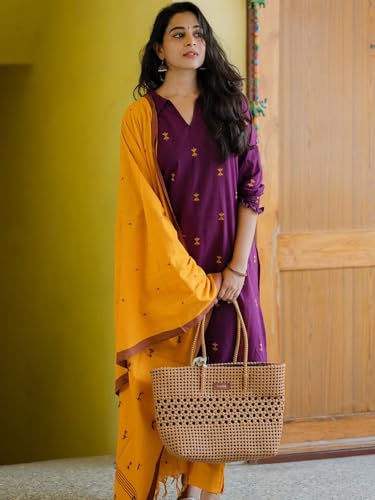 Image of GoSriKi Women Viscose Foil Print Straight Kurta with Pant and Dupatta | Ladies Kurta Pant Dupatta Set | Indian Ethnic Traditional Dress for Women
