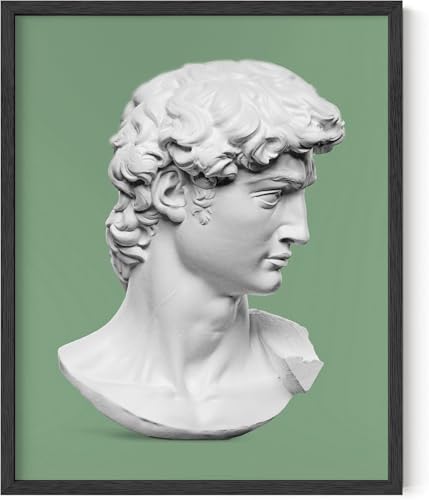Classical David Statue Wall Art White Bust Sculpture Photography Sage