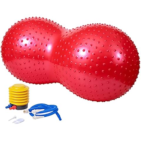 DumanAsen Peanut Ball with tactile nodules, Anti Burst Exercise Ball for Labor Birthing, Physical Therapy for Kids, Core Strength, Home & Gym Fitness, 33x18 inch(85cm x 45cm), Red) Cover