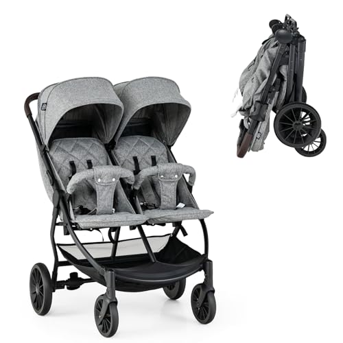LIFEZEAL Silla de Paseo Gemelar, Carrito para Gemelos Plegable, C...