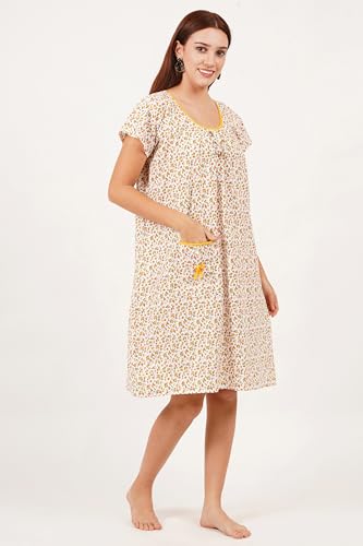 Image of Breezly Woman's Long Short Calf Length Pure Cotton Nighty