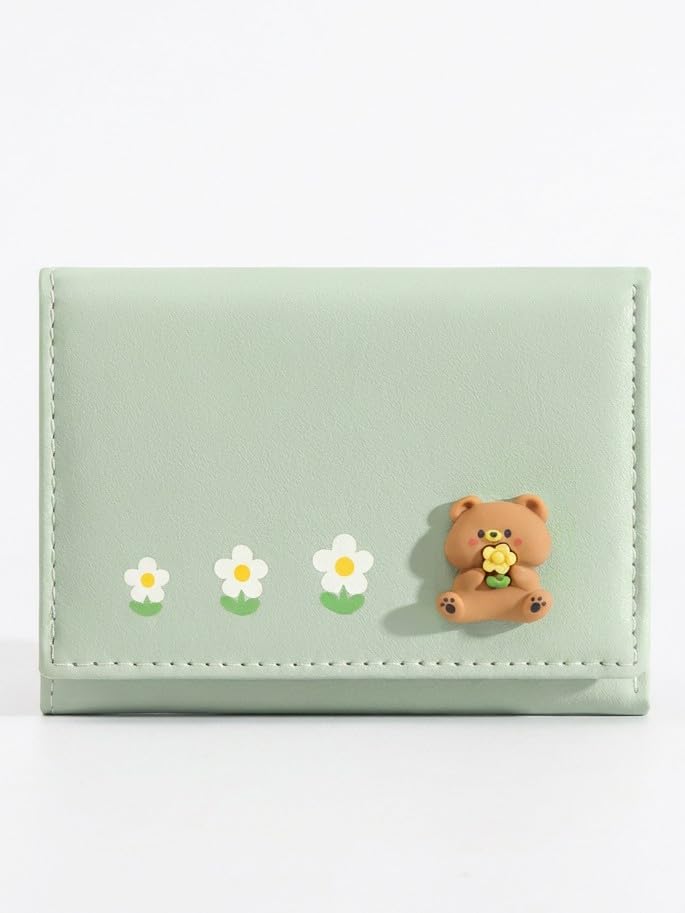 Stylish Mini Folding Wallet Sage for Women Girls Card Holder ID Window Small Purse Cash Organizer Compact Travel Friendly Ladies Wallet-image-24