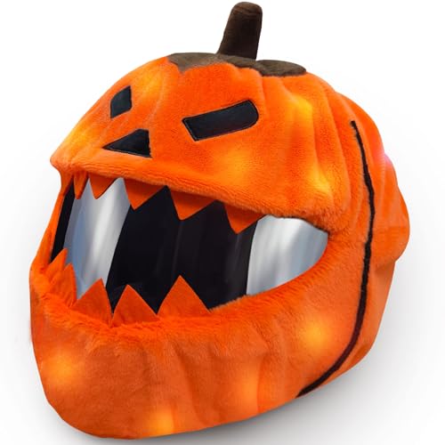 glahorse Extra Large Halloween Pumpkin Motorcycle Helmet Cover Light Up Hat Decoration 18.78 x 15.8,Pumpkin Helmet Cover,Halloween Hat with Light Decoration Accessories for Men Women,Fun Rides Gifts