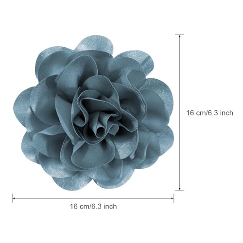 Image of 6.3 Inches Large Brooch Pins & Flower Hair Clips for Women | Charming Rose Hair Clip Large Flower Brooches for Women | Stylish Pins for Clothes | Designer Brooches for Woman Accessories (Dusty Blue)