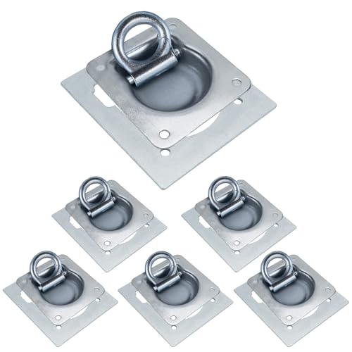 KXVXXV Anneau arrimage pour remorques 6 pièces Anneaux arrimage avec contreplaques galvanisées Crochet remorque de la Charge 800kg Accessoire remorque
