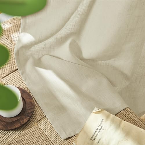 Image of Joydeco Linen Curtains, 2 Panels Set, Light Filtering, 63 Inch Long, Living Room, Pistachio Shell