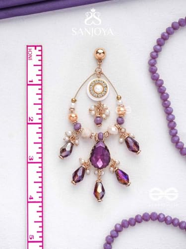 Image of SANJOYA by EVERSTYLISH Embroidered Earrings for Women | Hoop Earrings with Stones, Beads, Pearls & Glass Drops | Lightweight Ethnic & Festive Jewelry for Weddings & Parties
