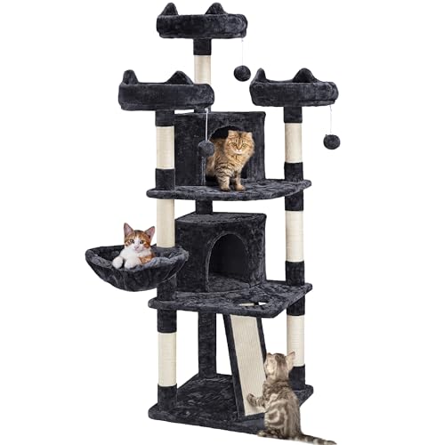 Yaheetech Arbre a Chat Geant 175 cm avec Griffoir Arbre à Chat Design Arbre à Gratter Tour de Jeux...