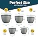 Planter Pots with Drainage Holes - Lightweight, Durable & Space-Saving Pots for Indoor and Outdoor - Versatile Functionality, Simple Modern Design, Set of 5 Plastic Planter Pots - Gray