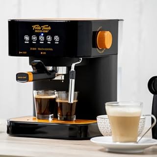 ECODE® Macchina Caffè Cialde ESE 44 Espresso e Caffe Macinato in Polvere con Montalatte per Cappuccino, Tè o Infusioni – Coffee Machine 20 bar e Vaporizzatore in Acciaio – Disegno Stile Vintage
