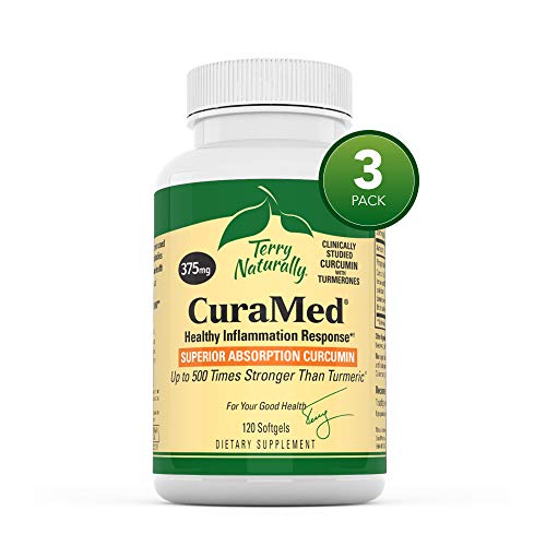 Terry Naturally CuraMed 375 mg - 120 Softgels - Pack of 3 - Superior Absorption BCM-95 CurcuminÂ  Supplement - Non-GMO, Gluten Free, Halal - 360 Total Servings