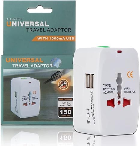 AE-ZONE Travel Adapter, Universal All in One Worldwide Travel Adapter Power Converters Wall Charger AC Power Plug Adapter with Dual USB Charging Ports for USA EU UK AUS-image-19