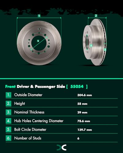 Image of SCITOO Brake Kits Front Rear Brake Rotors Brake Pad:31483;31482;D1303;D1304 | Fit For Lexus For LX570 2016-2019,For Toyota For Land Cruiser 2016-2019,For Sequoia 2008-2019,For Tundra 2007-2019