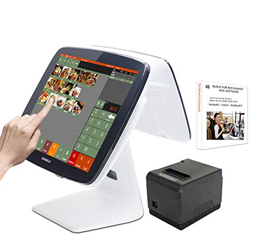 ZHONGJI Touch Dual Screen Cash Register for Restaurants POS System with Receipt Printer Software