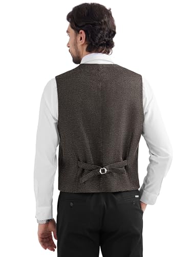 MAGE MALE Men's Suit Vests Business Formal Dress Tweed Vest Slim Fit Casual Waistcoat with 3 Real Pockets4