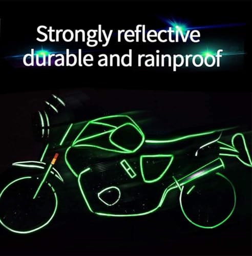 Image of WALLMATE Dual Shade Reflective Radium Strip for Car & Bike Waterproof Self Adhesive, Safety Sticker, Night Glow Tape for Helmet, Scooter & Cycle Decoration (Green-Silver, 0.5 In x 45 Mtr (1771 in))
