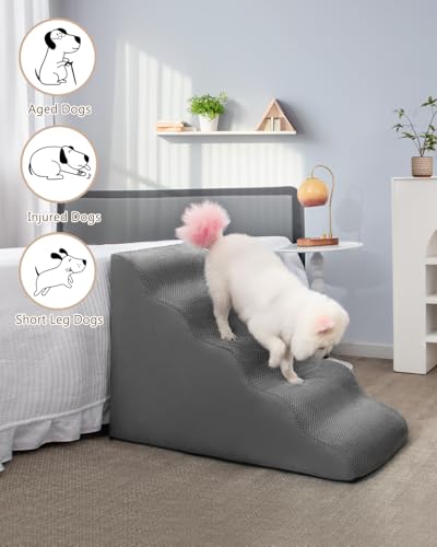Dog Stairs and Ramp for High Beds 22.4\" H, 5-Step Pet Steps for Small Dogs and Cats, Stairs for Dogs to get on Bed with Non-Slip Bottom,Indoor Pet Steps,Comfort,Durable