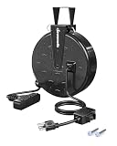 DEWENWILS 30 Ft Retractable Extension Cord Reel, Ceiling/Wall Mount 16/3 Gauge SJTW Power Cord with 3 Electrical Outlets Pigtail for Garage and Shop, 10 Amp Circuit Breaker, Metal Plate, UL Listed