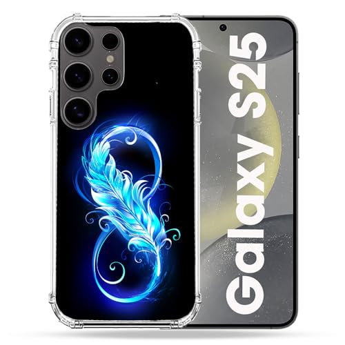 Coque renforcée pour Samsung Galaxy S25 Cokitec protection antichoc motif Plume Infini Bleu