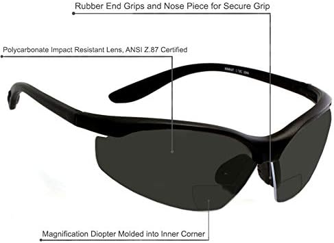 Miniatura 2 de grinderPUNCH 2 pares de gafas de seguridad ANSI Z87 resistentes a los impactos bifocales lentes de lectura antideslizantes envolventes