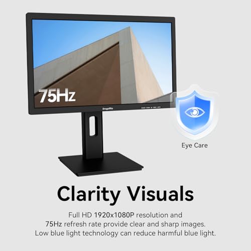 Image of 21.5 Inch Touchscreen Monitor VA Panel FHD 1920x1080P, 3000:1 Contrast, 100% sRGB, Height /Pivot /Swivel /Tilt Adjustable PC Touch Screen Computer Display 75Hz, HDMI, VGA, Type-B, Built-in Speakers, VESA