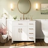AMERLIFE 36' Bathroom Vanity with Sink Combo, Modern Undermount Small Single Bathroom Cabinet Set, Includes 37' Countertop & Integrated Sink, Soft Closing Doors, Bathroom Dresser White