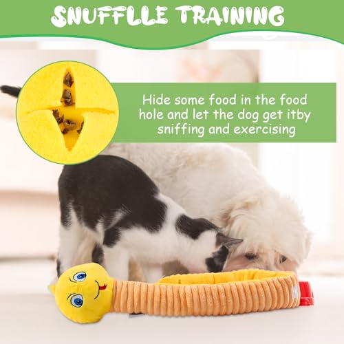 Hundespielzeug Intelligenz, Intelligenzspielzeug für Kleine Medium Hund, Quietschendes Hunde Spielzeug zum Stressabbau, Hundespielzeug Schnupftabak für Puzzle und Nahrungsinstinkttraining (Gelb)