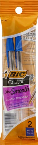 Image of Bic Cristal Stick Ball Pens, Medium Point, Blue, 2-Pack