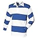 Front Row Sewn Stripe Long Sleeve Sports Rugby Polo Shirt (M) (Duck Egg/Navy)
