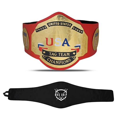 MAX GRIP NWA USA Tag Team Wrestling Championship Title Belt Replica Adult Size 2MM Brass Plates Thickness with Belt Protective Bag