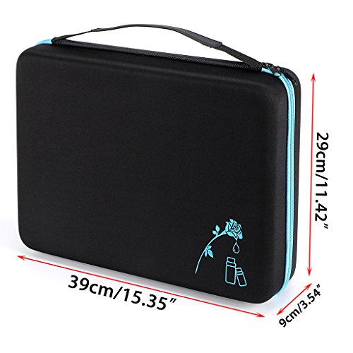 Hipiwe 108 Essential Oils Carrying Case Holds 5ml, 10ml, 15ml Bottles Hard Shell Exterior EVA Essential Oils Storage Organzier Bag with Foam Insert and Carrying Handle (Black+Blue 108) - Thumbnail 7