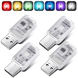 4 Pieces Mini USB LED Light, RGB Car LED Interior Lighting Smart USB LED Atmosphere Light Laptop...