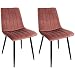 Produktbild Nimara 2er Set Samt Stuhle Esszimmerstuhl Rosa | Polsterstuhl skandinavisches Design | In der Küche, Wohnzimmer, Esszimmer anwendbar | Samtstuhl mit Metallbeinen von hoher Qualität