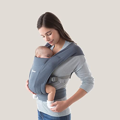 Image of Ergobaby Embrace Cozy Newborn Baby Wrap Carrier (7-25 Pounds), Ponte Knit, Oxford Blue
