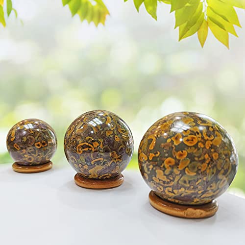 Image of Shubhanjali Healing Crystal Stone Sphere Vastu Natural Ajooba Jasper Crystal Sphere Ball Crystal Ajooba Jasper Stone Sphere for Home Decor Showpieces Table Decor Meditation 350-400 Gm