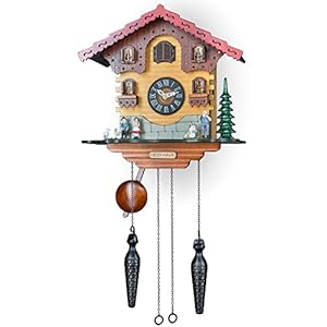 TIMEGEAR Cuckoo Wall Clock with Quartz Movement and Night Mode in Traditional German Style