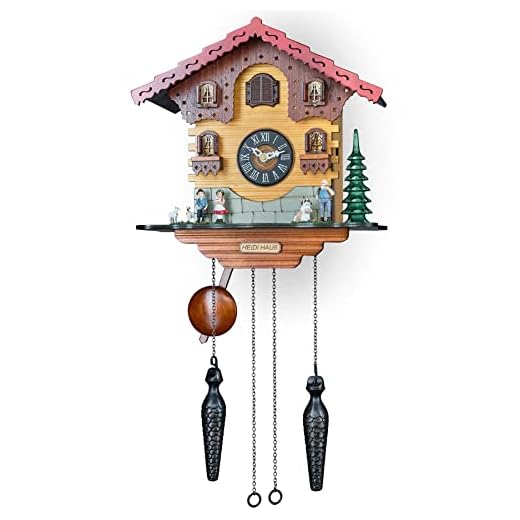 TIMEGEAR Cuckoo Wall Clock with Quartz Movement and Night Mode in Traditional German Style